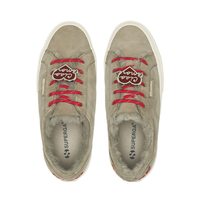 2750 SHEARLING - Le Superga - Low Cut - Woman - Grey Glacier-FOff White