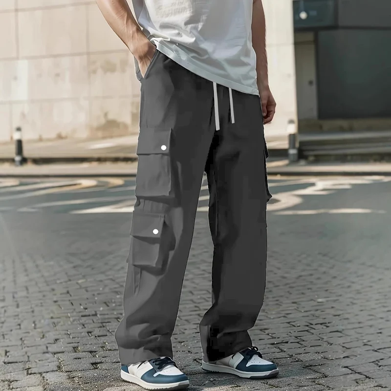Herren Locker sitzende Cargo-Hose mit mehreren Klapp- und Utility-Taschen & Kordelzugbund Nord Taschen
