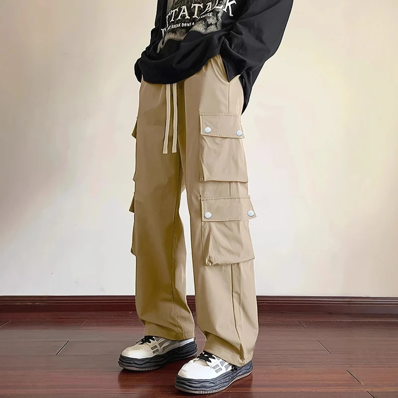 Herren Locker sitzende Cargo-Hose mit mehreren Klapp- und Utility-Taschen & Kordelzugbund Nord Taschen