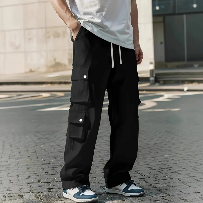 Herren Locker sitzende Cargo-Hose mit mehreren Klapp- und Utility-Taschen & Kordelzugbund Nord Taschen