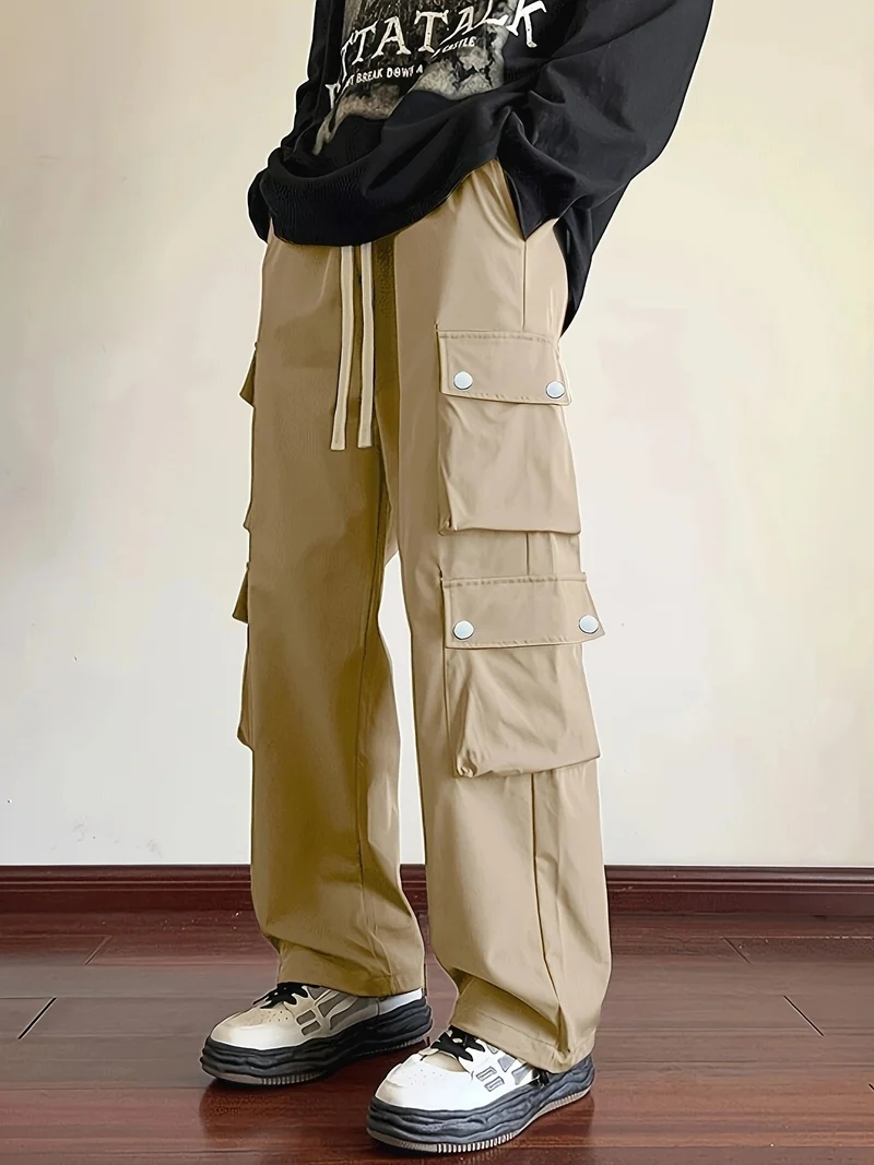 Herren Locker sitzende Cargo-Hose mit mehreren Klapp- und Utility-Taschen & Kordelzugbund Nord Taschen