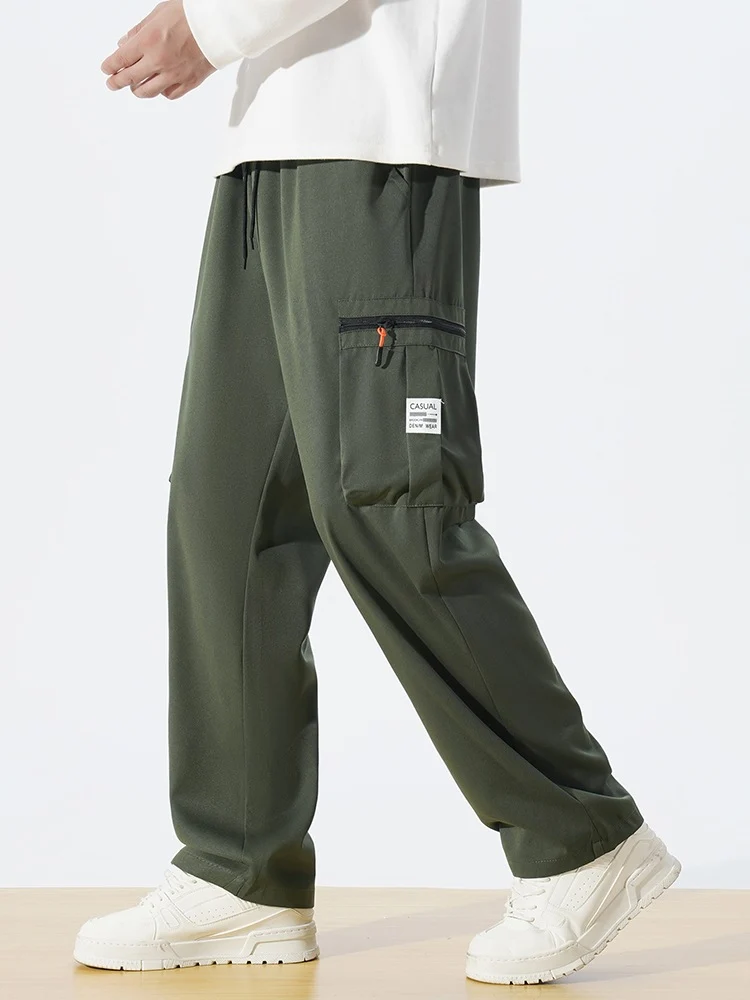 Herren Locker geschnittene Utility‑Cargohose mit Tunnelzugbund, Reißverschluss‑Beintaschen & geradem Bein Nord Taschen