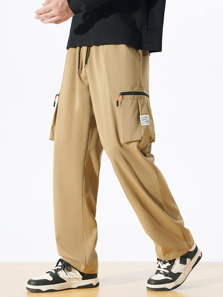 Herren Locker geschnittene Utility‑Cargohose mit Tunnelzugbund, Reißverschluss‑Beintaschen & geradem Bein Nord Taschen