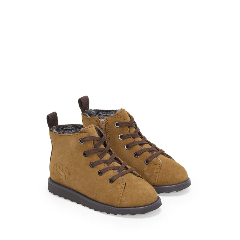 3008 KIDS LACE-UP BOOT SUEDE - Ankle Boots - Laced - Kid unisex - Beige Rame-Brown Cotto
