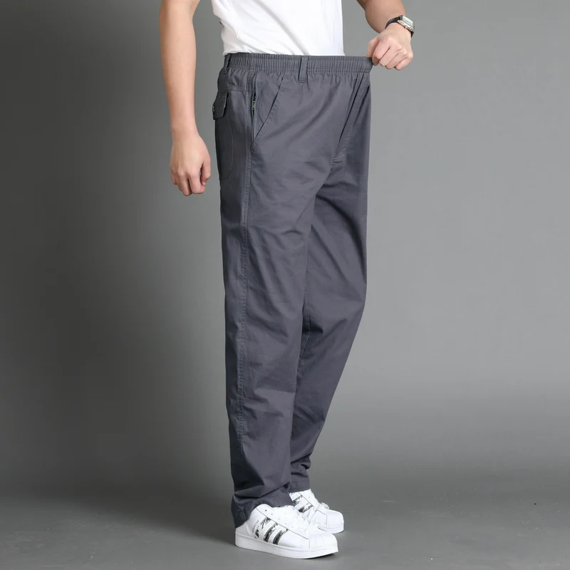 Herren Locker geschnittene Chinohose mit elastischem Bund und seitlicher Reißverschlusstasche Nord Taschen