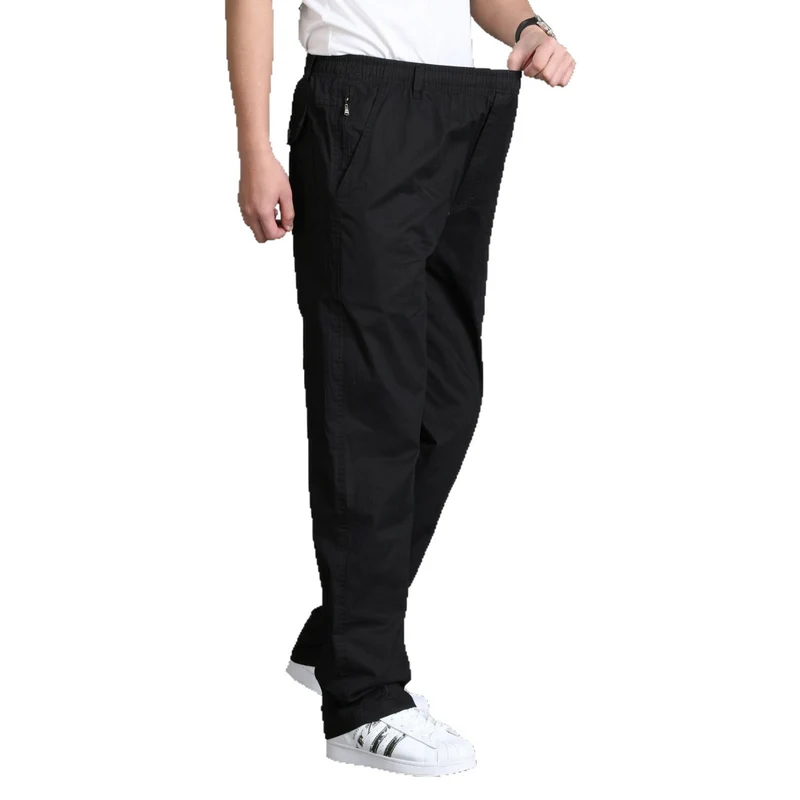 Herren Locker geschnittene Chinohose mit elastischem Bund und seitlicher Reißverschlusstasche Nord Taschen