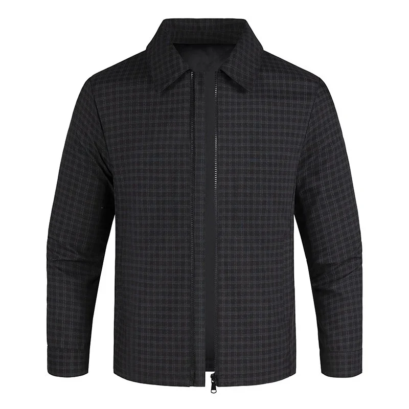 Herren Leichtes kariertes Overshirt-Jackett mit verdecktem Zwei-Wege-Reißverschluss und Hemdkragen Nord Taschen