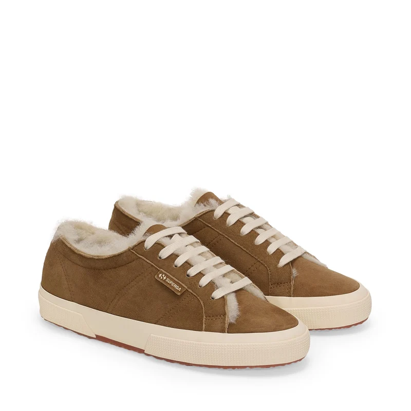 2750 SHEARLING - Le Superga - Low Cut - Woman - Brown Curcuma-FOff White
