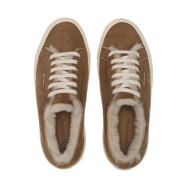 2750 SHEARLING - Le Superga - Low Cut - Woman - Brown Curcuma-FOff White