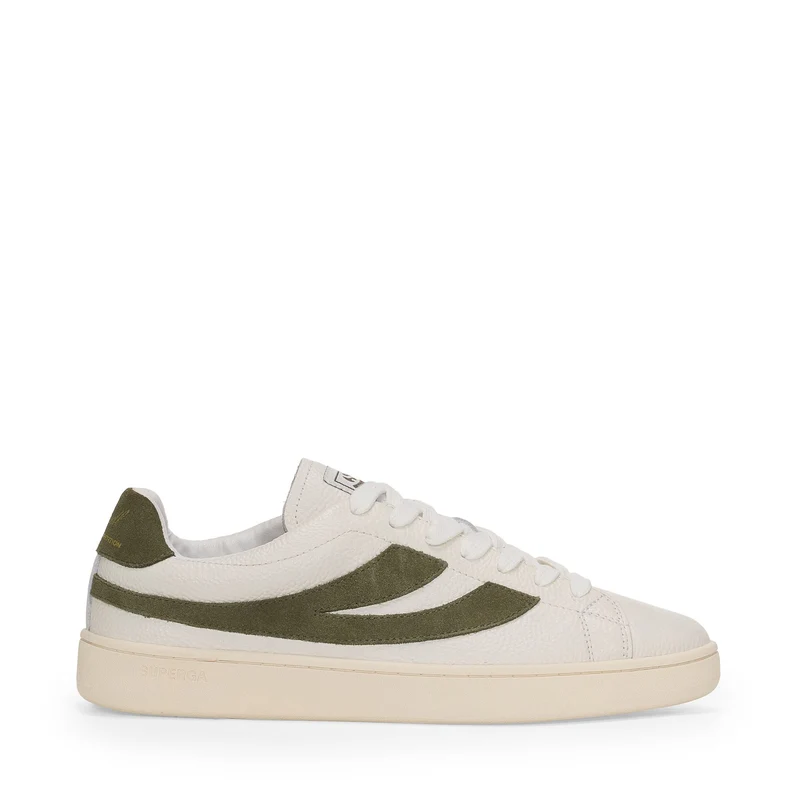 4833 LENDL - Sneakers - Low Cut - Unisex - White Avorio-Moss Green-Off Yellow