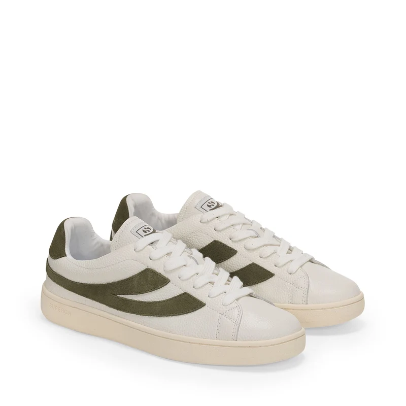 4833 LENDL - Sneakers - Low Cut - Unisex - White Avorio-Moss Green-Off Yellow