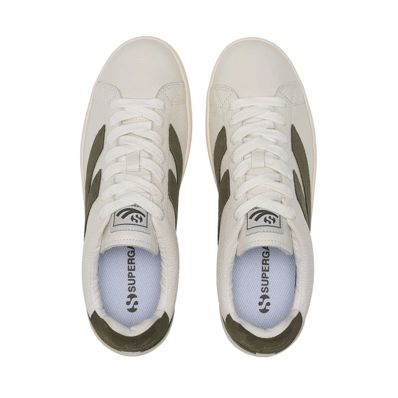 4833 LENDL - Sneakers - Low Cut - Unisex - White Avorio-Moss Green-Off Yellow