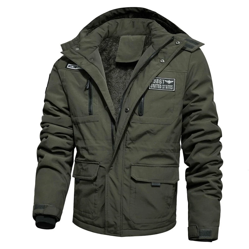 Herren Thermo-Fieldjacke mit Teddyfleece-Innenfutter, Utility-Taschen und winddichter Front Nord Taschen