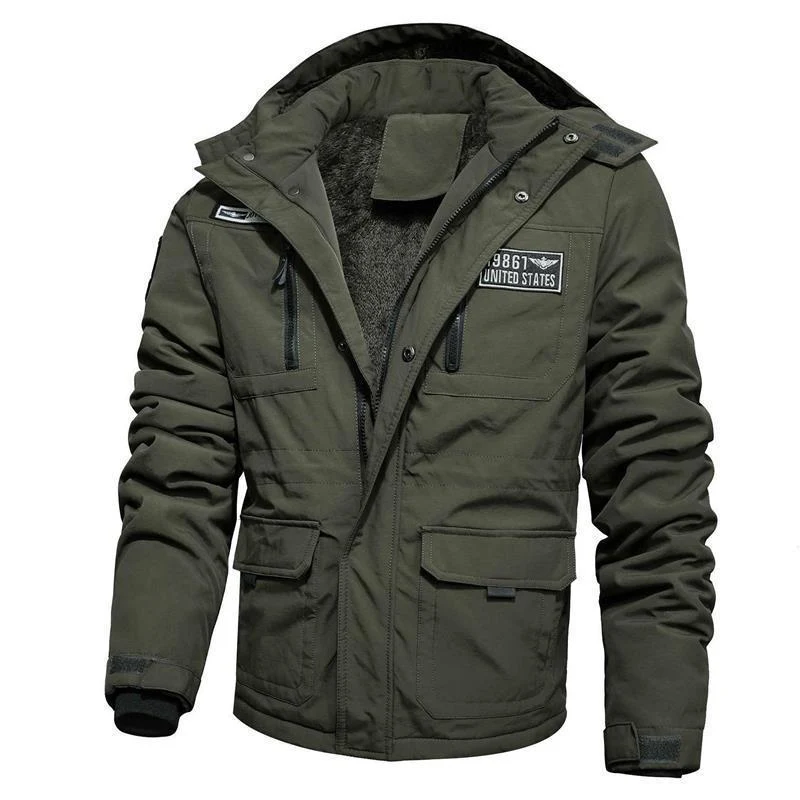 Herren Thermo-Fieldjacke mit Teddyfleece-Innenfutter, Utility-Taschen und winddichter Front Nord Taschen