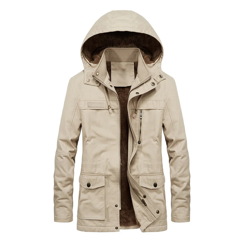 Herren Thermo-Canvas-Parka mit Teddyfleece-Innenfutter und Windschutzleiste Nord Taschen