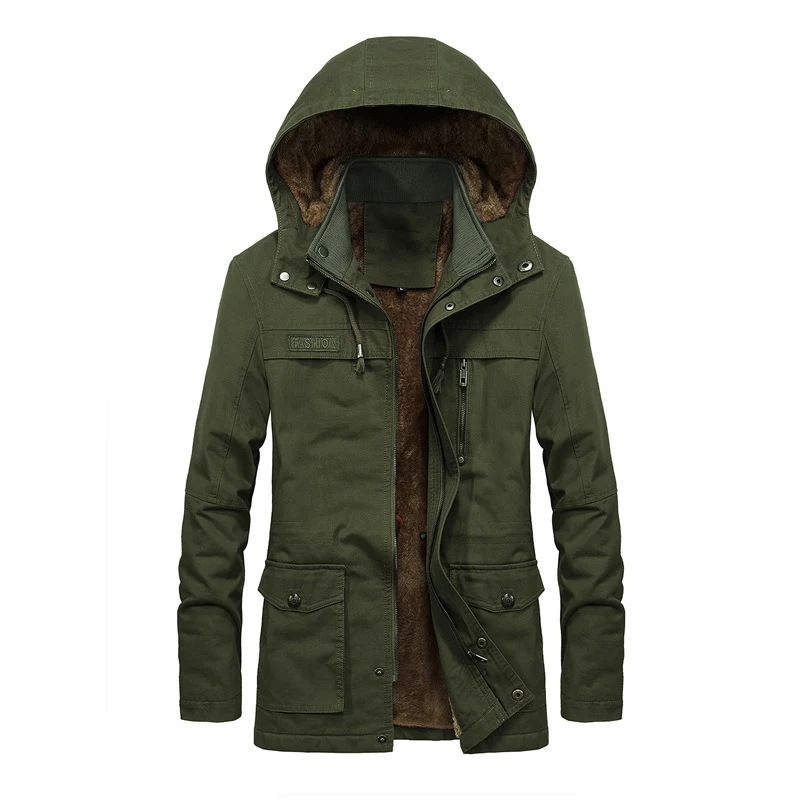 Herren Thermo-Canvas-Parka mit Teddyfleece-Innenfutter und Windschutzleiste Nord Taschen