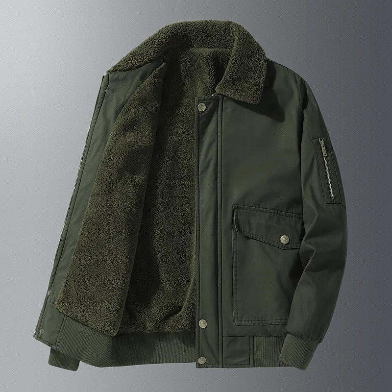 Herren Teddygefütterter Pilotenblouson im Worker‑Style mit Ärmeltasche und Pattentaschen Nord Taschen