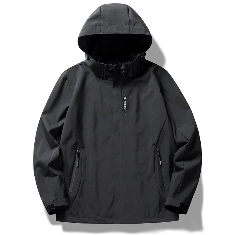 Herren technische Softshell Regenjacke mit Kapuze, wind- und wasserabweisender Membran und verdeckten Reißverschlüssen Nord Taschen