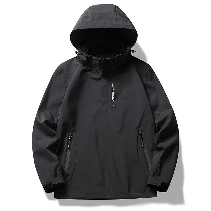 Herren technische Softshell Regenjacke mit Kapuze, wind- und wasserabweisender Membran und verdeckten Reißverschlüssen Nord Taschen