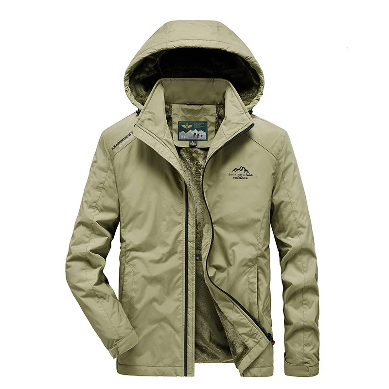 Herren technische Outdoor-Jacke mit wärmendem Teddyfleece-Innenfutter und verstellbarer Kapuze Nord Taschen