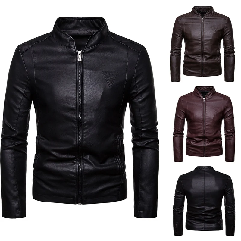 Herren taillierter Kunstleder‑Flightblouson mit Stehkragen, Ziernähten und verdecktem Reißverschluss Nord Taschen