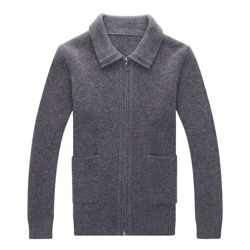 Herren Strickjacke mit durchgehendem Reißverschluss Stehkragen und aufgesetzten Taschen Nord Taschen