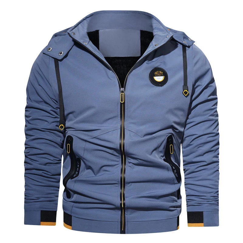 Herren sportlich-urbaner Kapuzenzip-Hoodie mit wasserabweisenden Reißverschlüssen und Logo-Patch Nord Taschen