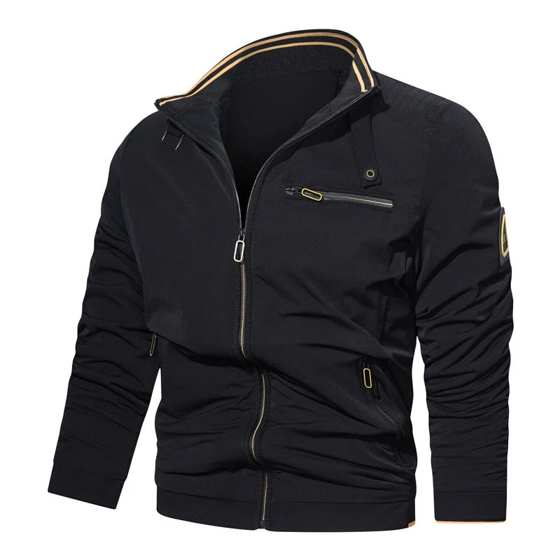 Herren Sportlich-urbaner Collegeblouson mit Stehkragen Reißverschlussfront und UtilityDetails Nord Taschen