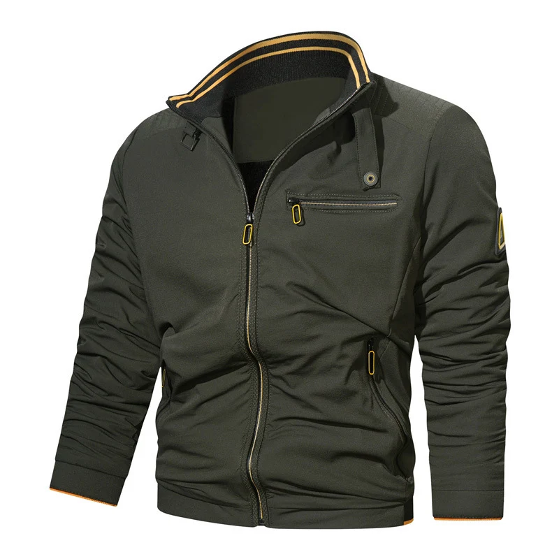 Herren Sportlich-urbaner Collegeblouson mit Stehkragen Reißverschlussfront und UtilityDetails Nord Taschen