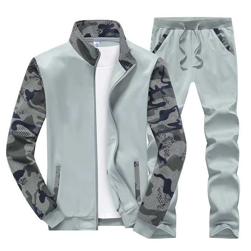 Herren Sportives Trainingsanzug-Set aus Funktionssoftshell mit Camouflage-Ärmeln und regulierbarer Joggerhose Nord Taschen