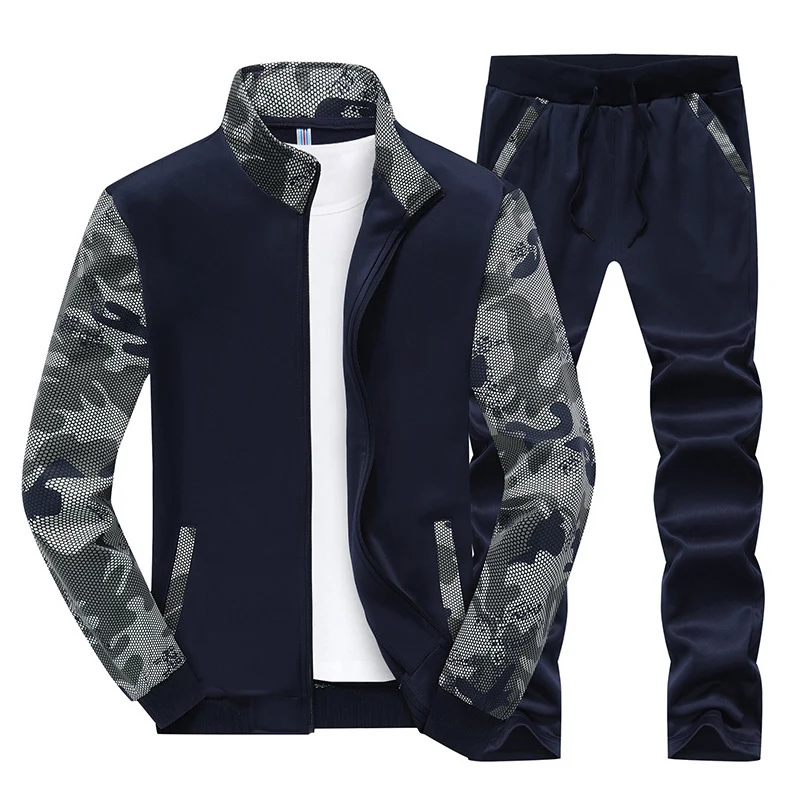 Herren Sportives Trainingsanzug-Set aus Funktionssoftshell mit Camouflage-Ärmeln und regulierbarer Joggerhose Nord Taschen