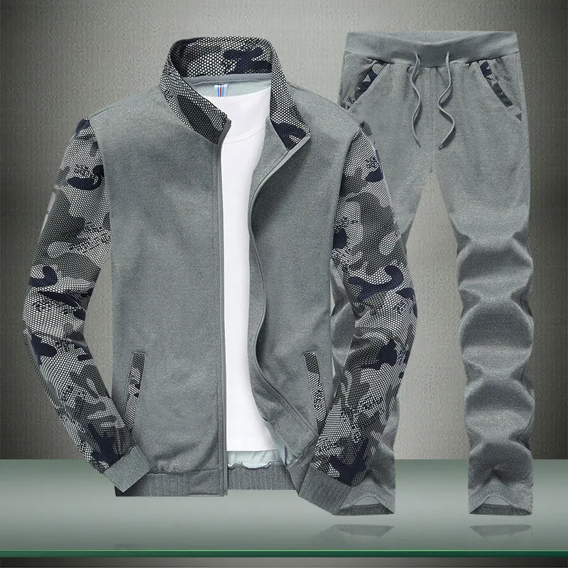 Herren Sportives Trainingsanzug-Set aus Funktionssoftshell mit Camouflage-Ärmeln und regulierbarer Joggerhose Nord Taschen