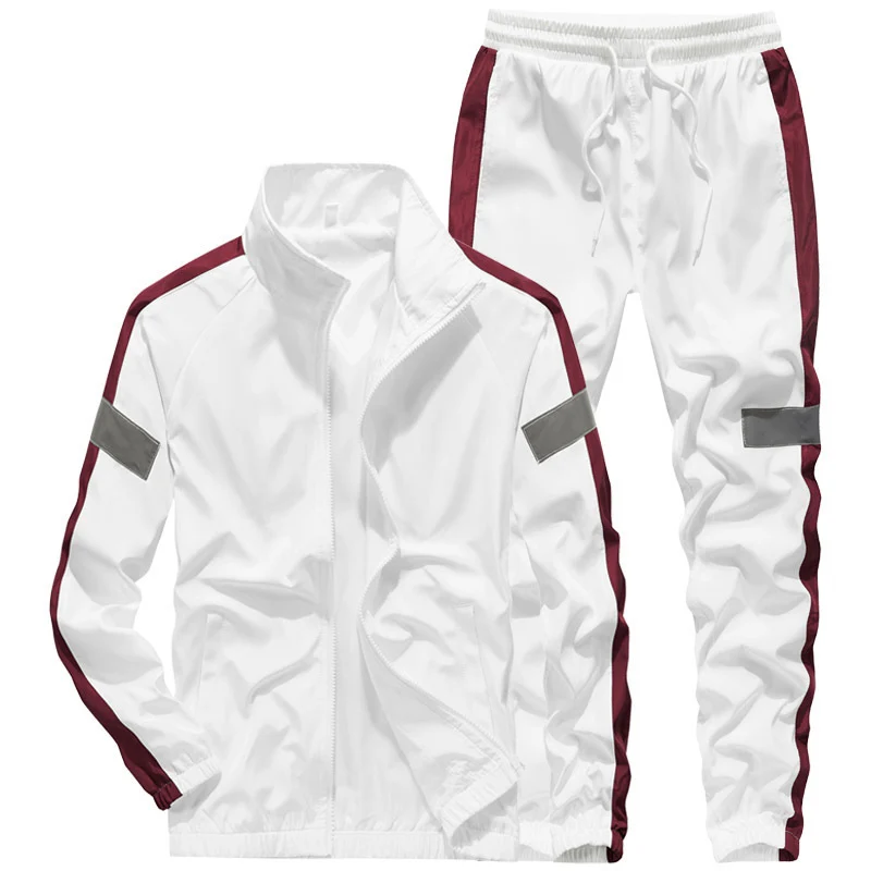 Herren Sportives Freizeit-Trainingsanzug-Set aus leichtem Windbreaker-Material mit Kontraststreifen und reflektierenden Einsätzen Nord Taschen