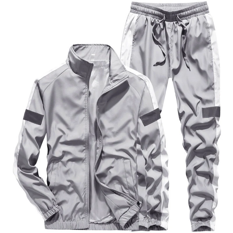 Herren Sportives Freizeit-Trainingsanzug-Set aus leichtem Windbreaker-Material mit Kontraststreifen und reflektierenden Einsätzen Nord Taschen