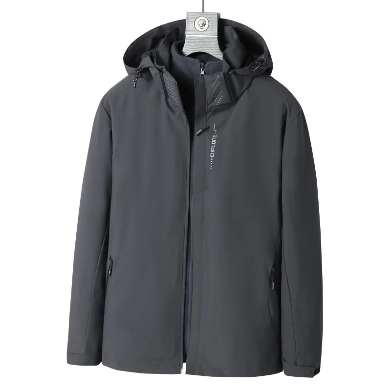 Herren Softshell Outdoorjacke mit wasserdichter Membran, abnehmbarer Kapuze und verdecktem Reißverschluss Nord Taschen