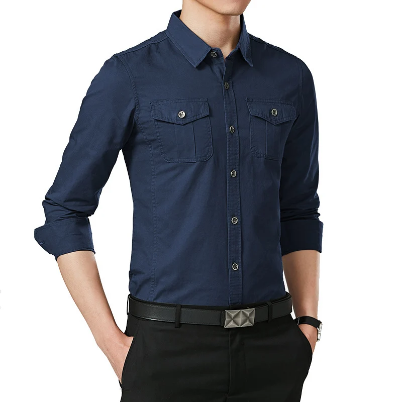 Herren Slim-Fit Oxford-Hemd mit Brustklappen und Kentkragen Nord Taschen