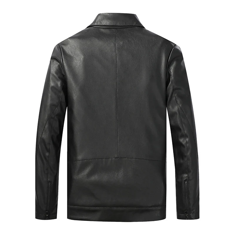 Herren Slim‑Fit Lederoptik-Truckerjacke mit Hemdkragen, verdecktem Reißverschluss und Pattentaschen Nord Taschen