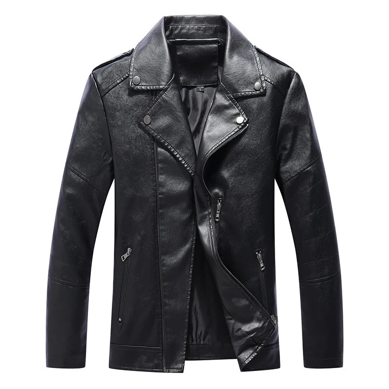 Herren Slim Fit Kunstleder-Motoblouson im Biker-Look mit gesteppten Armpaneelen und Reverskragen Nord Taschen