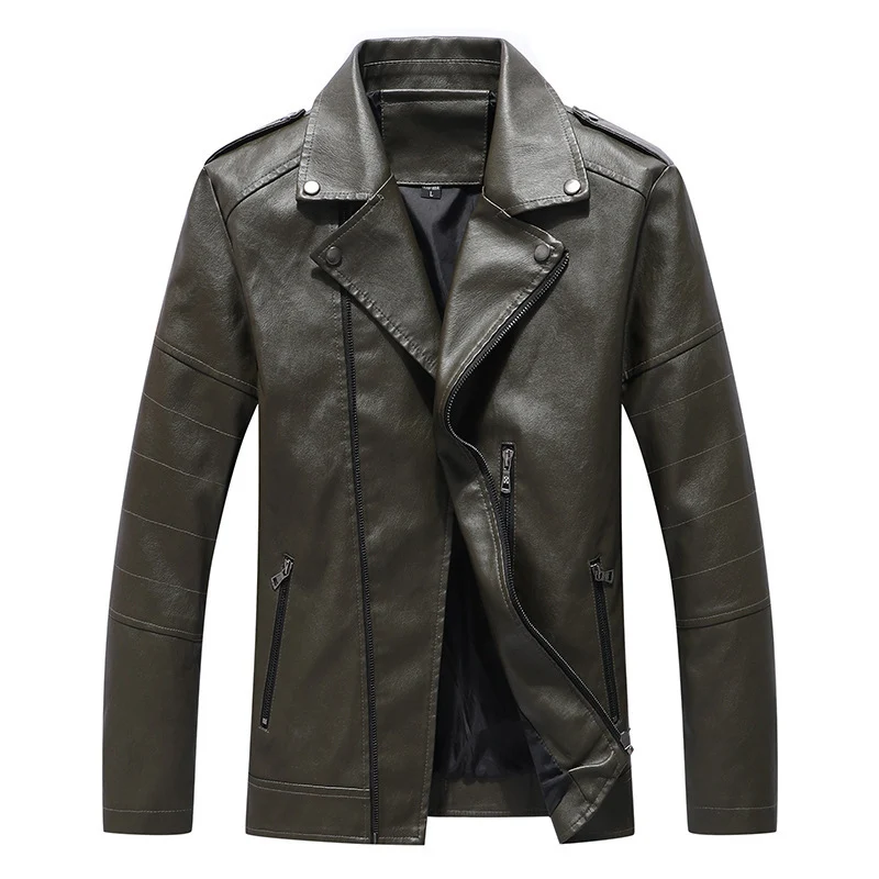 Herren Slim Fit Kunstleder-Motoblouson im Biker-Look mit gesteppten Armpaneelen und Reverskragen Nord Taschen