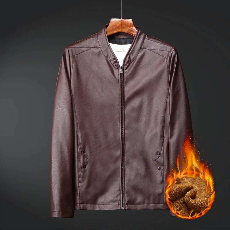 Herren Slim-Fit Kunstleder-Bomber mit wärmendem Teddyfutter und verdecktem Reißverschluss Nord Taschen