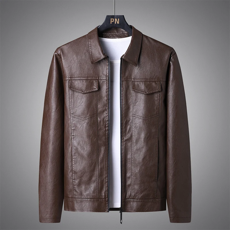 Herren Slim‑Fit Kunstleder‑Blouson im Retro‑Aviator‑Look mit Hemdkragen Nord Taschen