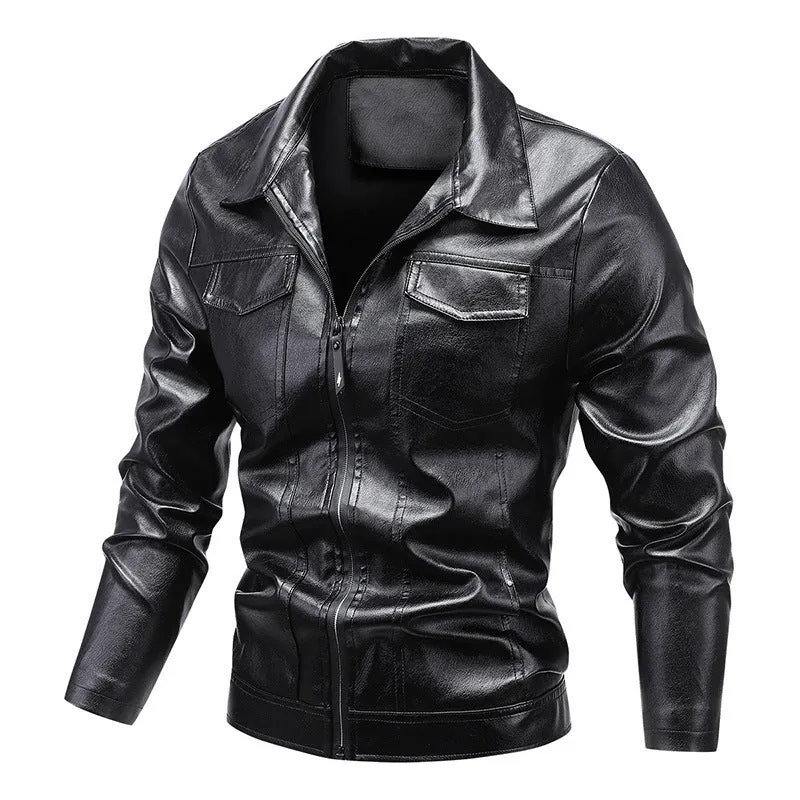 Herren Slim‑Fit Kunstleder‑Blouson im Retro‑Aviator‑Look mit Hemdkragen Nord Taschen
