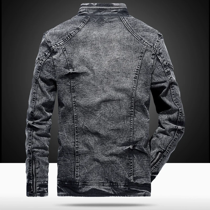 Herren Slim-Fit Denim-Workerblouson mit Stehkragen und Zipper-Details Nord Taschen
