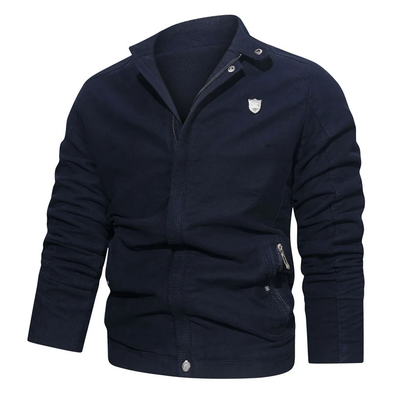 Herren Slim-Fit Canvas-Blouson mit Stehkragen, verdecktem Reißverschluss und Zipper-Taschen Nord Taschen