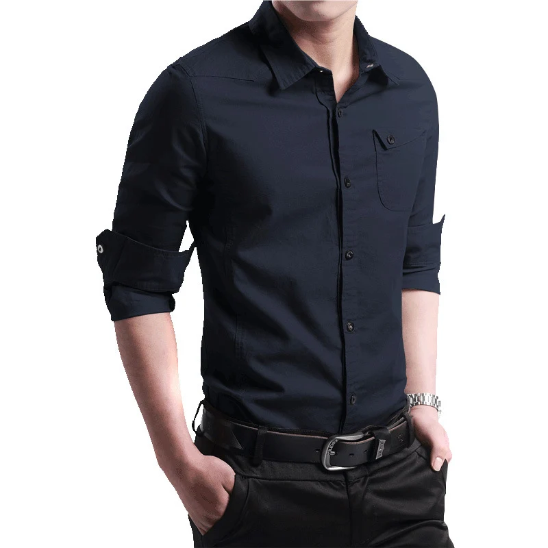 Herren Slim-Fit Business-Hemd mit Kentkragen und aufgesetzter Brusttasche Nord Taschen