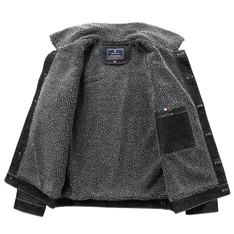 Herren Sherpa-gefütterte Denimjacke im Worker-Style Nord Taschen