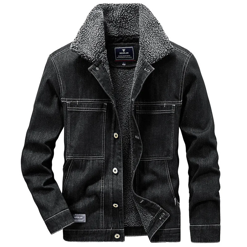 Herren Sherpa-gefütterte Denimjacke im Worker-Style Nord Taschen