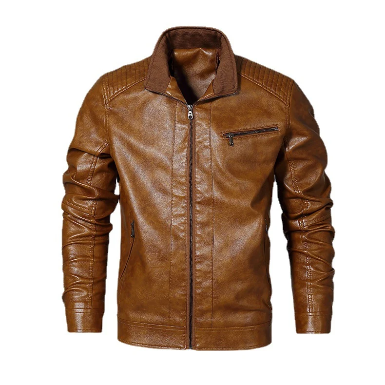 Herren schmal geschnittenes Kunstleder-Blouson mit hochschließendem Stehkragen und Schultersteppung Nord Taschen