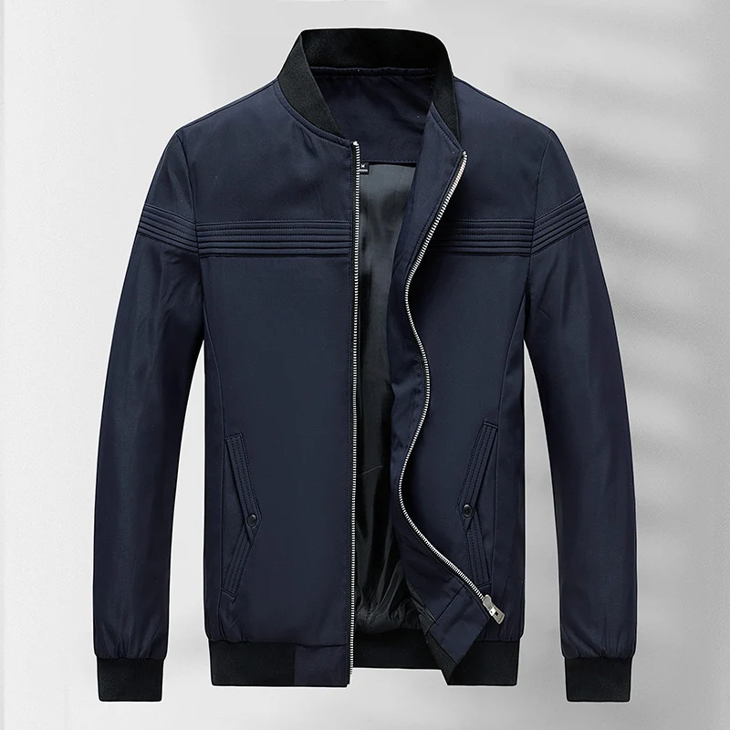 Herren schlichter Slim-Fit Zipper-Blouson mit Stehkragen, tonalen Nahtdetails und elastischen Bündchen Nord Taschen