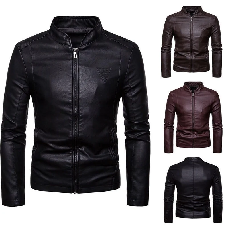 Herren Schlanker Kunstleder-Moto-Blouson mit ergonomischen Nähten und geprägtem Markenlogo Nord Taschen